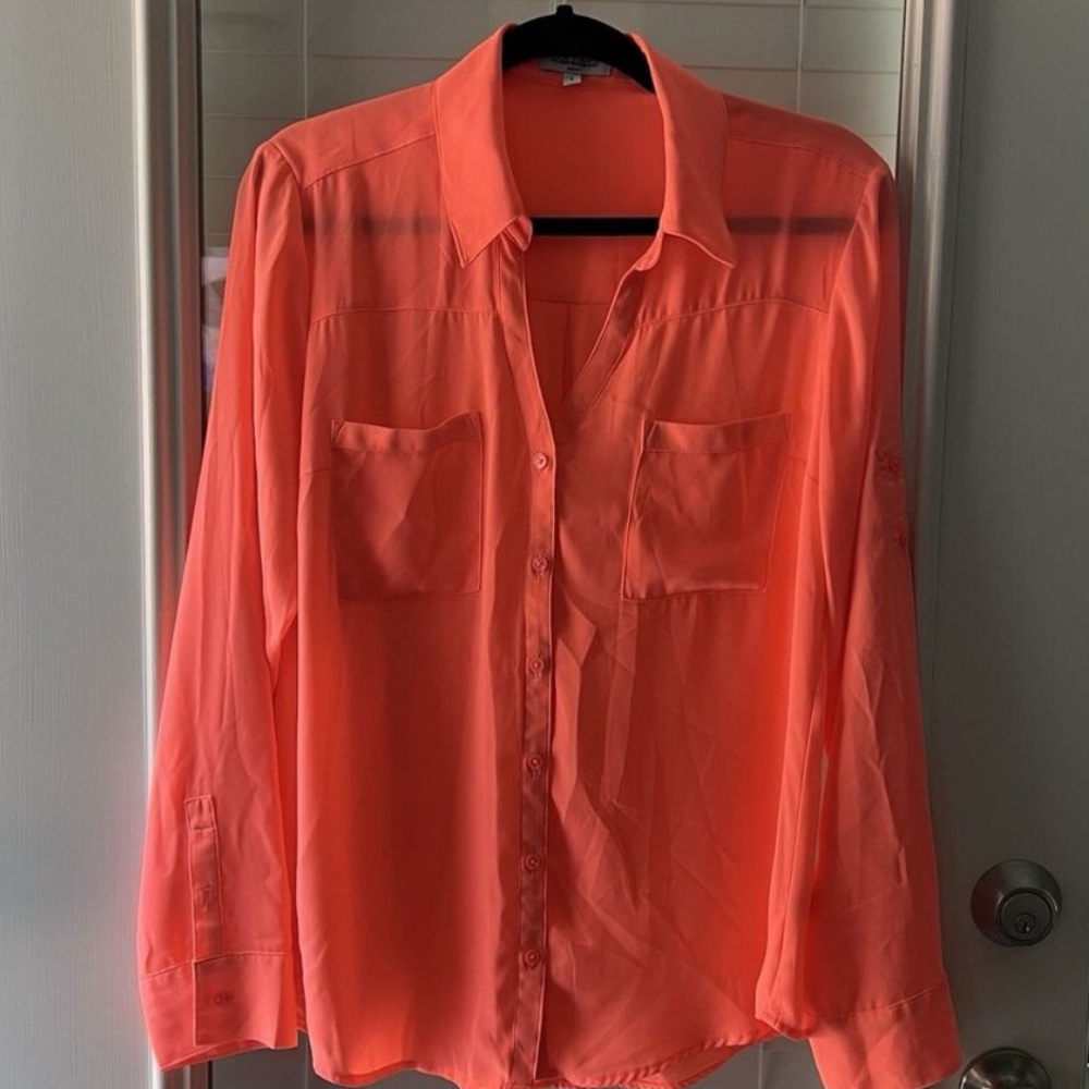 Express Notched Collar Button Down Shirt